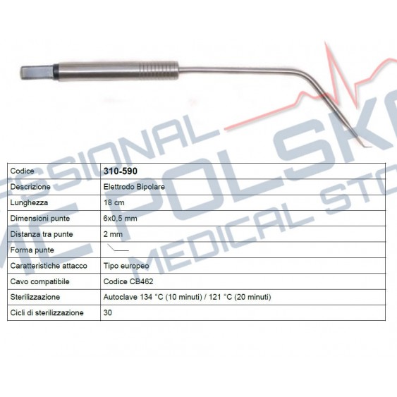 Elektroda Bipolarna laryngologiczna 20cm nr 310-590, SURTRON DIATERMIE
